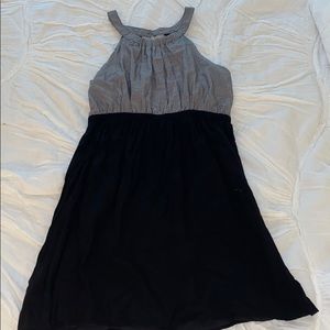 Black high neck mini dress